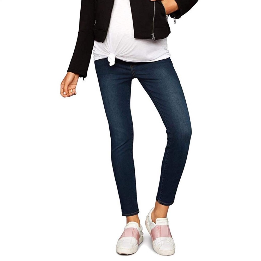 Luxe Essentials Denim Belly Ankle Maternity Jeans